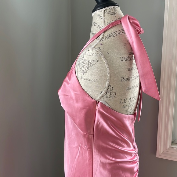 Vintage Gunne Sax pink sateen halter maxi … - Picture 7 of 12